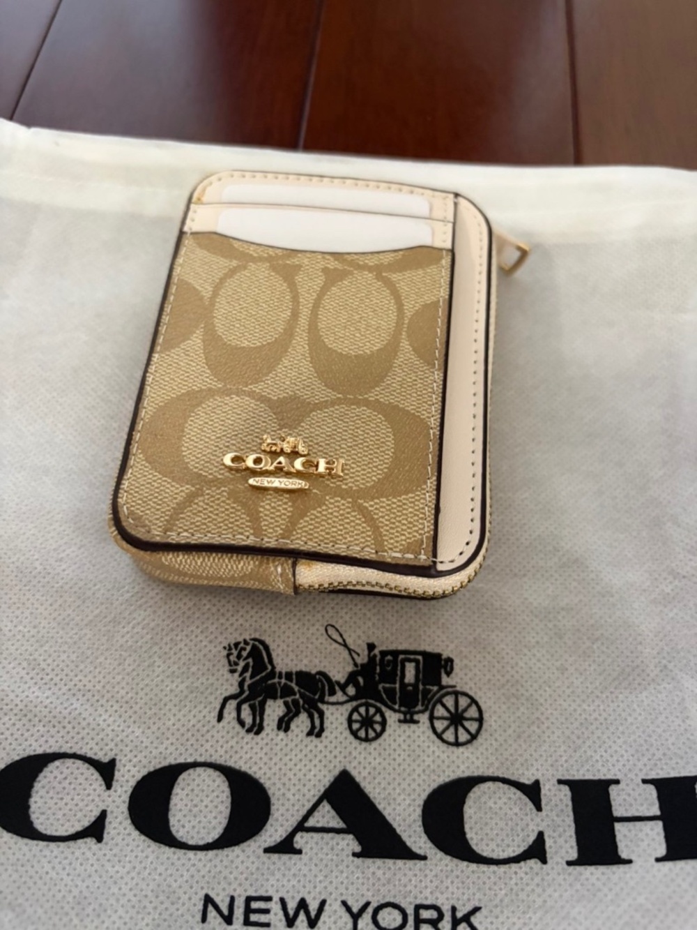 Coach Zip Card Case In Signature Canvas